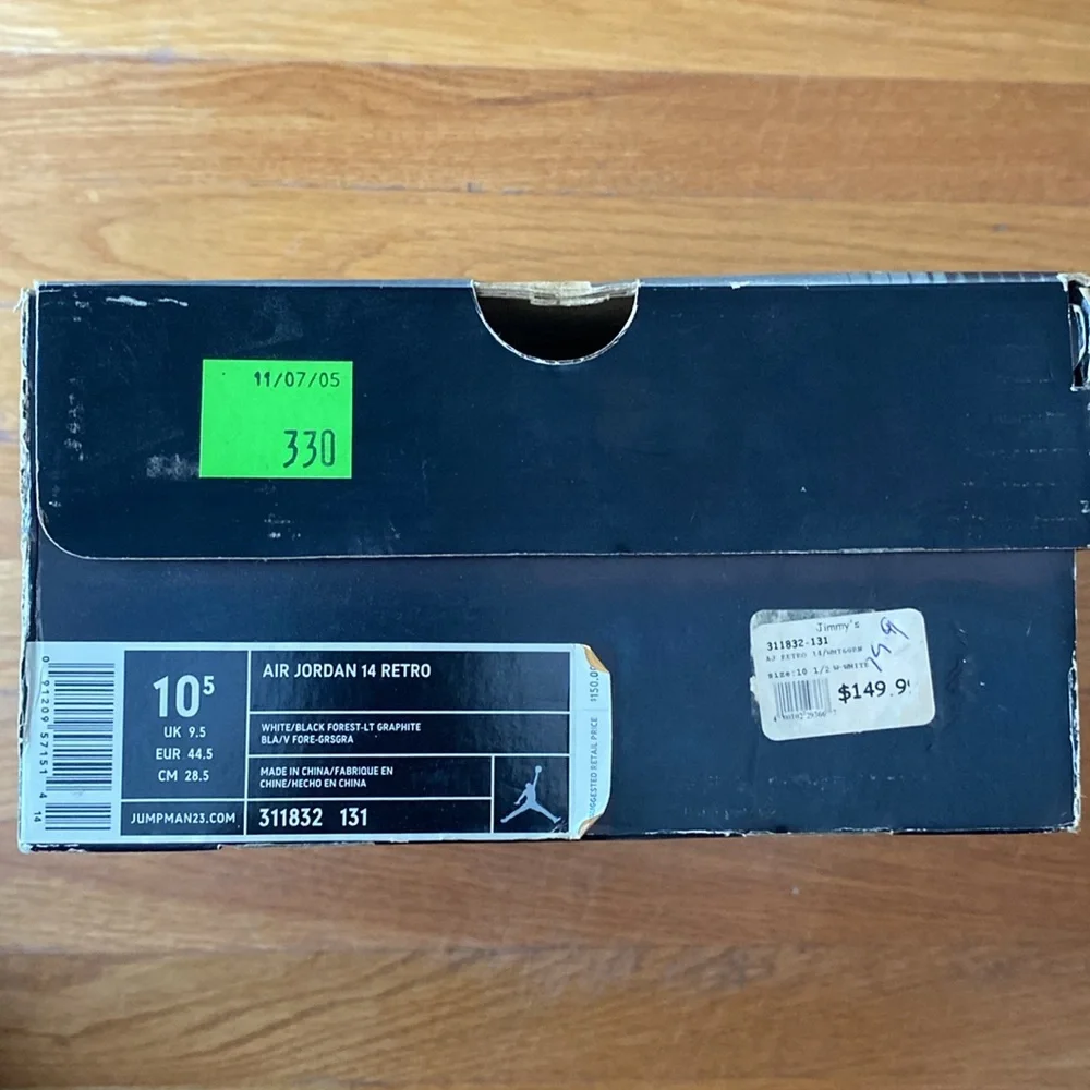 {SOLD} Men’s Air Jordan 14 Retro, White/Black Forest-Lt Graphite, size 10.5 - Picture 8 of 11